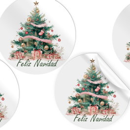 ARGUVAL Rollo de 250 Etiquetas Redondas Árbol Rosa