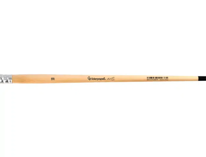 Liderpapel Pincel para Pintura al Óleo y Acrílica N 10 Punta Plana de Pelo de Cerda Certificado FSC