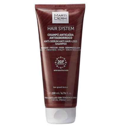 Martiderm Hair System 3GF Champú Anticaída y Antiseborreico 200 ml