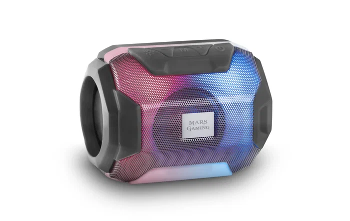 Mars Gaming Altavoz Portátil MSBAX 10W Estéreo con Bluetooth 5.0, Iluminación RGB, Batería Recargable (8h), USB, MicroSD, Radio FM, Color Negro