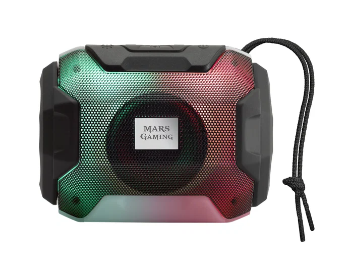 Mars Gaming Altavoz Portátil MSBAX 10W Estéreo con Bluetooth 5.0, Iluminación RGB, Batería Recargable (8h), USB, MicroSD, Radio FM, Color Negro
