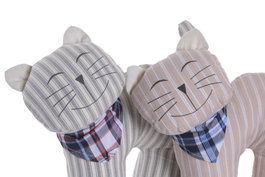DKD Home Decor Sujetapuertas de Poliéster Diseño Gato, Surtido de 2 Unidades