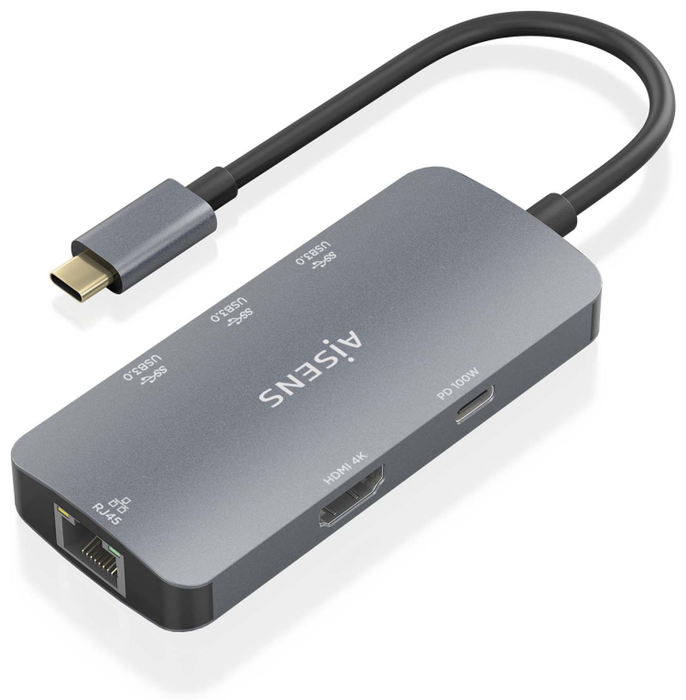 Aisens USB-C Dock 6 en 1 ASUC-6P019-GR con HDMI 4K, RJ45 y 3xUSB-A, Gris Aisens USB-C Dock 6 en 1 ASUC-6P019-GR con HDMI 4K, RJ45 y 3xUSB-A, Gris