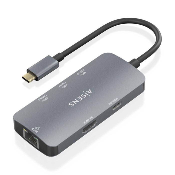 Aisens USB-C Dock 6 en 1 ASUC-6P019-GR con HDMI 4K, RJ45 y 3xUSB-A, Gris Aisens USB-C Dock 6 en 1 ASUC-6P019-GR con HDMI 4K, RJ45 y 3xUSB-A, Gris