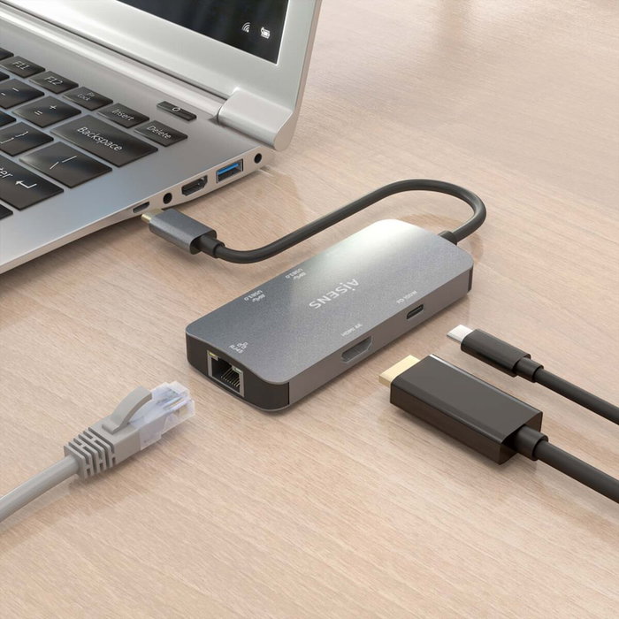 Aisens USB-C Dock 6 en 1 ASUC-6P019-GR con HDMI 4K, RJ45 y 3xUSB-A, Gris Aisens USB-C Dock 6 en 1 ASUC-6P019-GR con HDMI 4K, RJ45 y 3xUSB-A, Gris