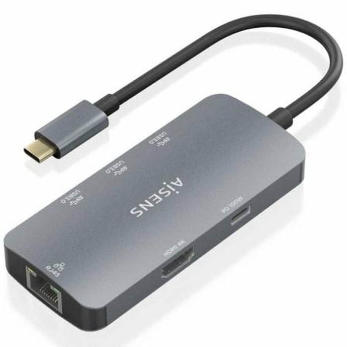 Aisens USB-C Dock 6 en 1 ASUC-6P019-GR con HDMI 4K, RJ45 y 3xUSB-A, Gris Aisens USB-C Dock 6 en 1 ASUC-6P019-GR con HDMI 4K, RJ45 y 3xUSB-A, Gris