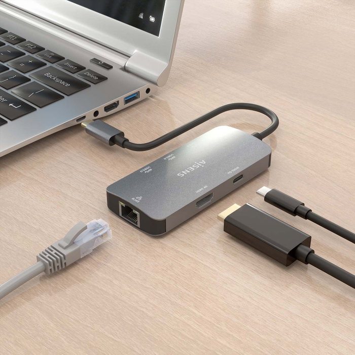 Aisens USB-C Dock 6 en 1 con HDMI 4K, RJ45 y 3xUSB-A, Gris Aisens USB-C Dock 6 en 1 con HDMI 4K, RJ45 y 3xUSB-A, Gris