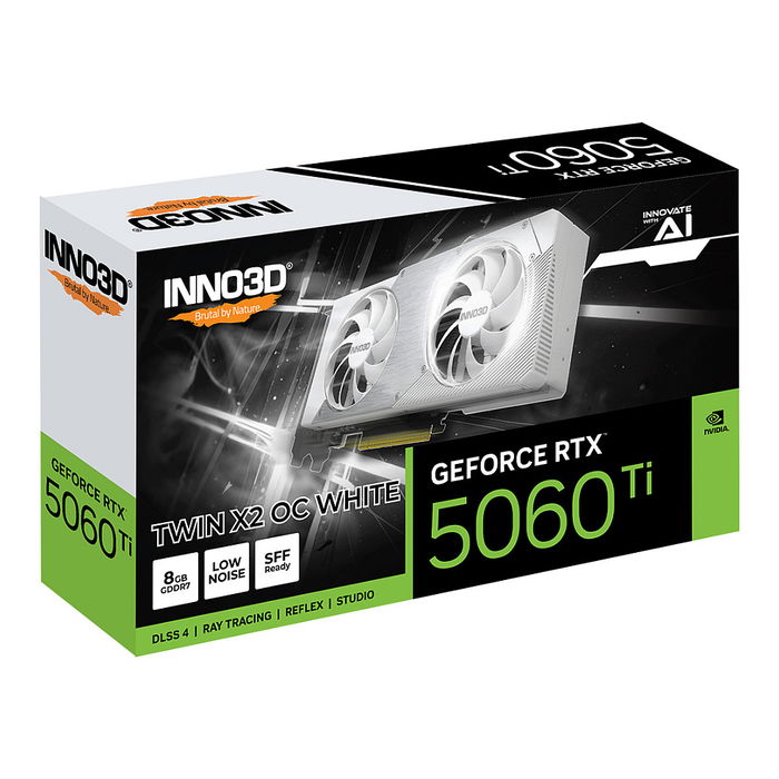 Inno3D GeForce RTX 5060 Ti TWIN X2 OC 8GB GDDR7 128-bit Blanco - Tarjeta Gráfica con Overclock, PCIe 5.0, 7680x4320 Pixeles