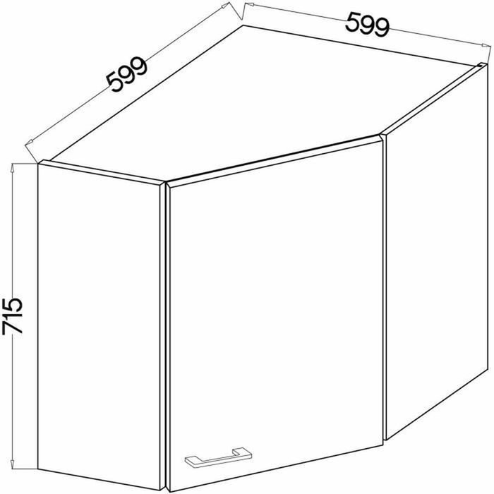 AUCUNE Mueble alto de esquina MODENA - 89 x 89 cm - Roble artesanal y negro mate