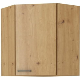 AUCUNE Mueble alto de esquina MODENA - 89 x 89 cm - Roble artesanal y negro mate