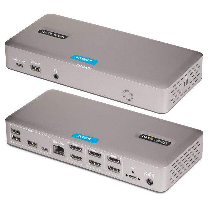 StarTech.com Docking Station USB4 para 3 Monitores 4K60, Gris