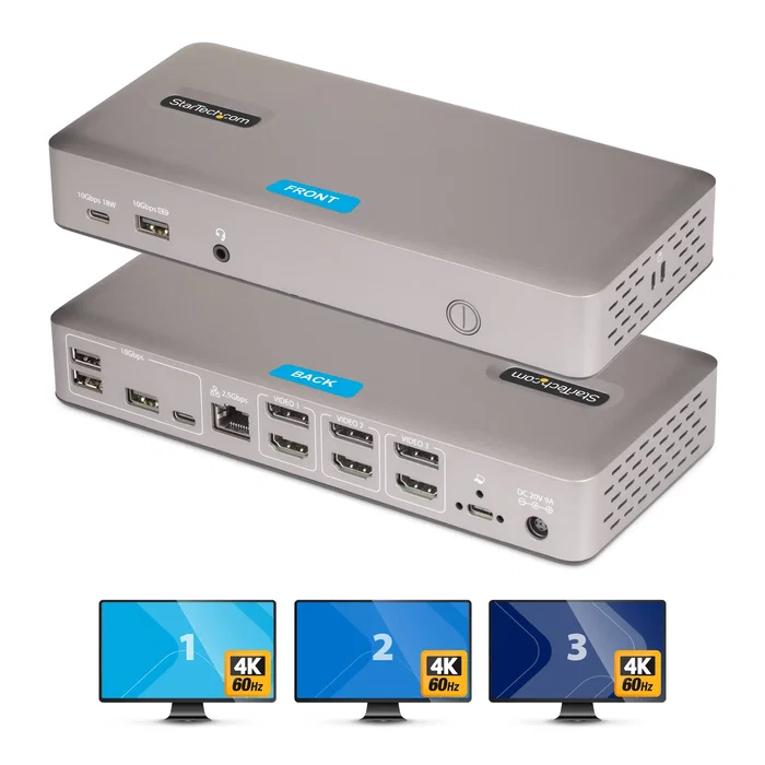StarTech Docking Station USB4 para 3 Monitores 4K60 con PD 100W, Gris StarTech Docking Station USB4 para 3 Monitores 4K60 con PD 100W, Gris