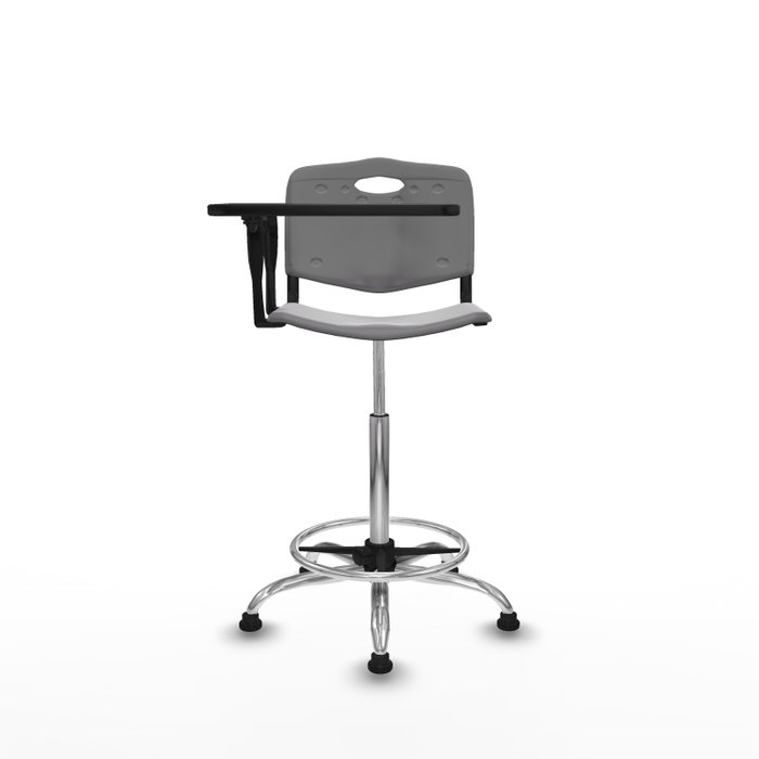 Taburete Robledo con mecanismo Giratorio de PVC color Gris claro. Equipado con Base cromada, No aplicay Topes
