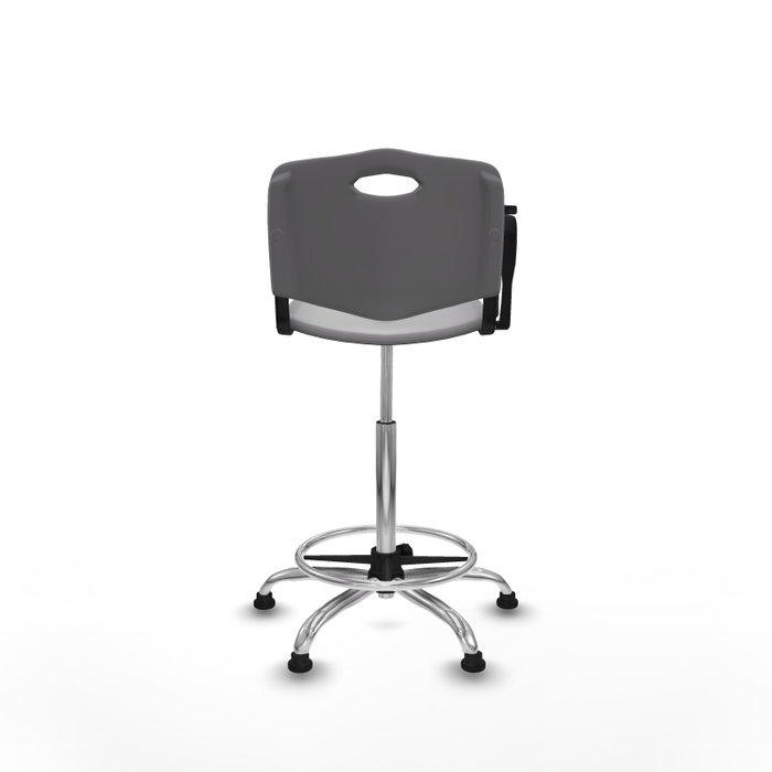 Taburete Robledo con mecanismo Giratorio de PVC color Gris claro. Equipado con Base cromada, No aplicay Topes