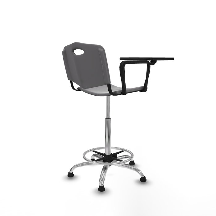 Taburete Robledo con mecanismo Giratorio de PVC color Gris claro. Equipado con Base cromada, No aplicay Topes