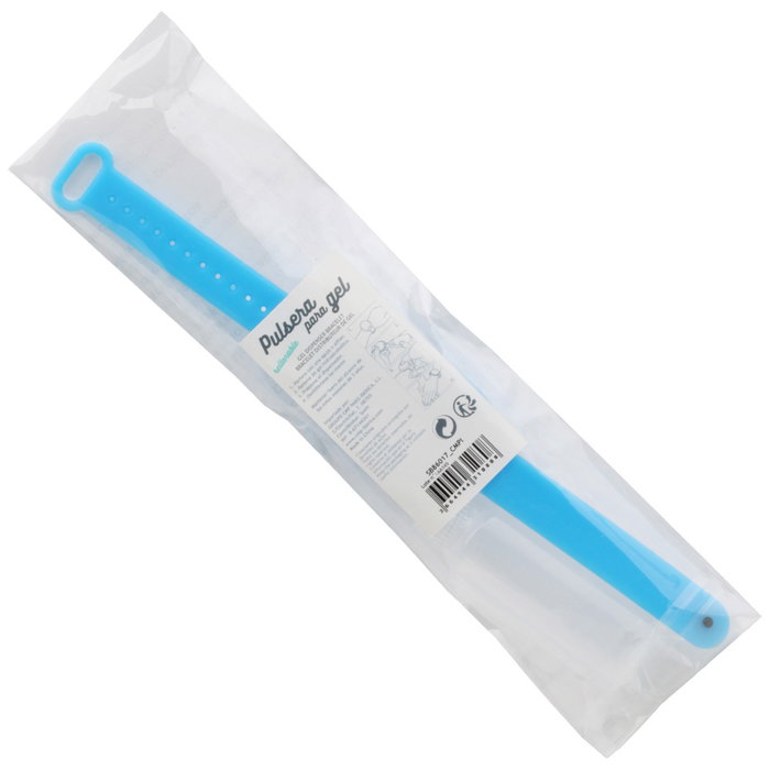 CMP Pulsera para Gel Hidroalcohólico con Botella de 20 ml Reflenable - Colores Surtidos (Lila, Azul, Verde, Negro)