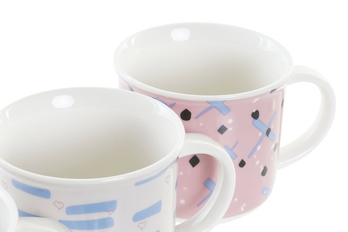 DKD Home Decor Juego de 4 Tazas de Gres Surtidas de 310 ml DKD Home Decor Juego de 4 Tazas de Gres Surtidas de 310 ml