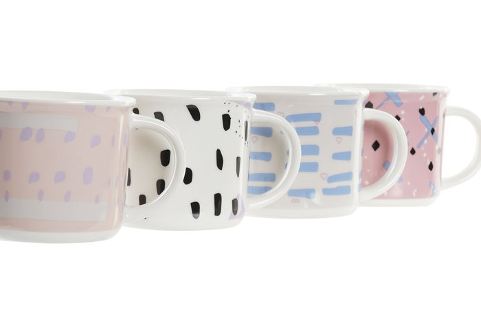 DKD Home Decor Juego de 4 Tazas de Gres Surtidas de 310 ml DKD Home Decor Juego de 4 Tazas de Gres Surtidas de 310 ml