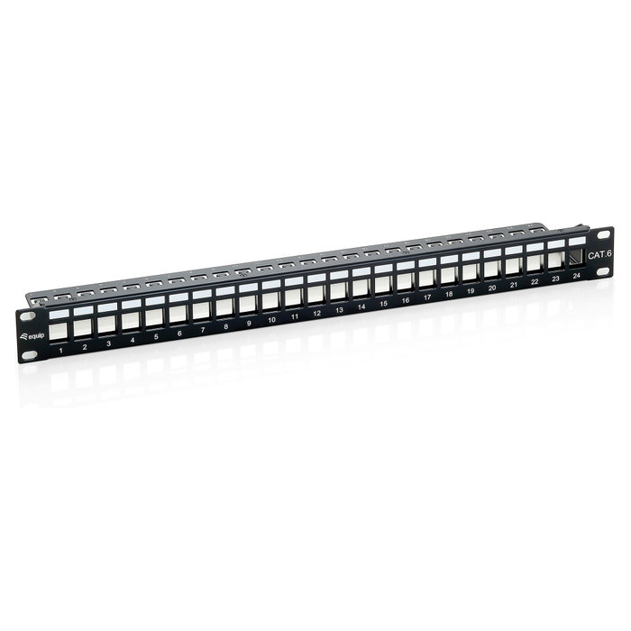 EQUIP Patchpanel 24x Cat6 19" FTP 1HE Keystone Montage sw
