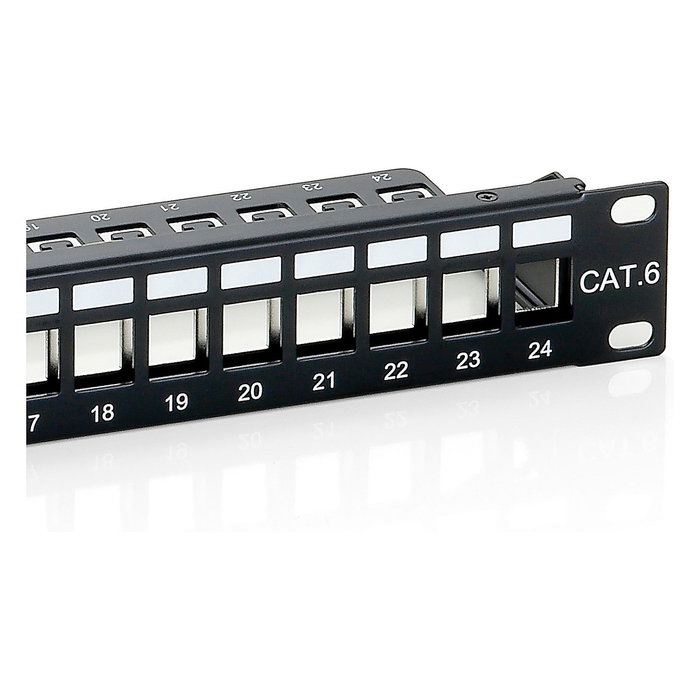 EQUIP Patchpanel 24x Cat6 19" FTP 1HE Keystone Montage sw
