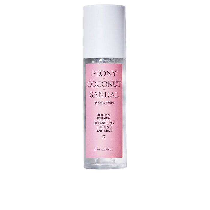 Rated Green PEONY COCCONUT SANDAL 03 Bruma Perfumada Desenredante para Cabello con Romero y Coco 80 ml Rated Green PEONY COCCONUT SANDAL 03 Bruma Perfumada Desenredante para Cabello con Romero y Coco 80 ml