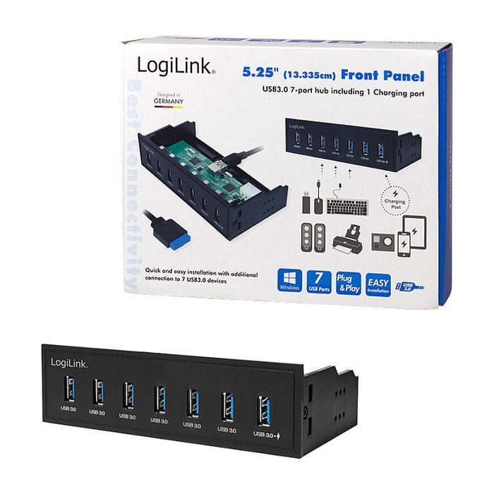 LogiLink UA0342 Hub USB 3.2 Gen 1 de 7 puertos con carga rápida LogiLink UA0342 Hub USB 3.2 Gen 1 de 7 puertos con carga rápida
