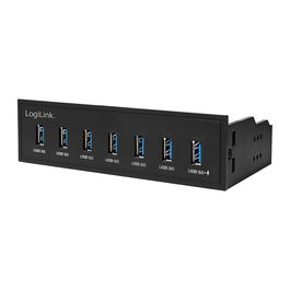 Logilink Hub USB 3.0 de 7 Puertos Interno de 5.25" con Puerto de Carga Rápida
