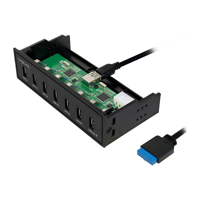Logilink Hub USB 3.0 de 7 Puertos Interno de 5.25" con Puerto de Carga Rápida