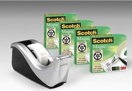 Scotch Dispensador C60 Negro-Plata + 4 Rollos Cinta Scotch Magic 19 mmx33M