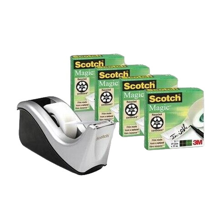 Scotch Dispensador C60 Negro/Plata con Cintas Scotch Magic 19mm x 33m Scotch Dispensador C60 Negro/Plata con Cintas Scotch Magic 19mm x 33m