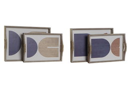 DKD Home Decor Set de 2 Bandejas Modernas de MDF 40,6x30x6 cm Surtido de Colores de Azul y Beige de 2 piezas de MDF