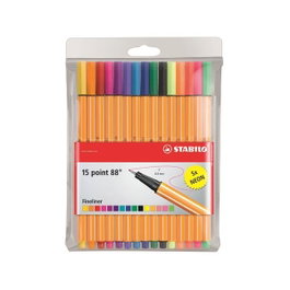Stabilo Point 88 Pack de 15 rotuladores punta fina 0,4 mm 10+5 neón/pastel