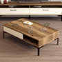 Hanah Home Mesa de Centro Estilo Industrial Walnut, Cream - 105x60x32.6cm