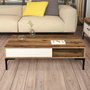Hanah Home Mesa de Centro Estilo Industrial Walnut, Cream - 105x60x32.6cm