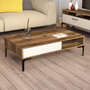Hanah Home Mesa de Centro Estilo Industrial Walnut, Cream - 105x60x32.6cm