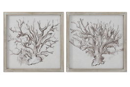 DKD Home Decor Cuadro Mediterraneo Crema Blanco 2 x 50 x 50 cm (4 Unidades)