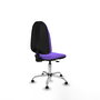 Silla de oficina Algarra con mecanismo Contacto permanente básico tapizada con Tela color Lila. Equipada con Base cromada, Sin brazosy Topes