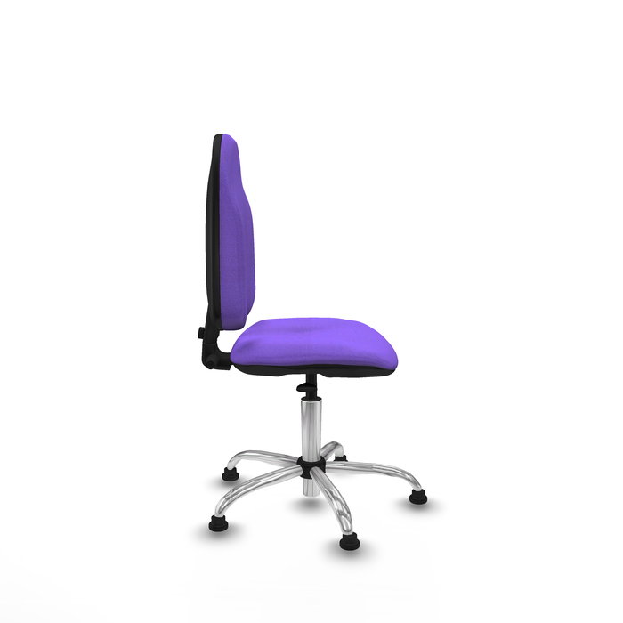 Silla de oficina Algarra con mecanismo Contacto permanente básico tapizada con Tela color Lila. Equipada con Base cromada, Sin brazosy Topes Silla de oficina Algarra con mecanismo Contacto permanente básico tapizada con Tela color Lila. Equipada con Base cromada, Sin brazosy Topes