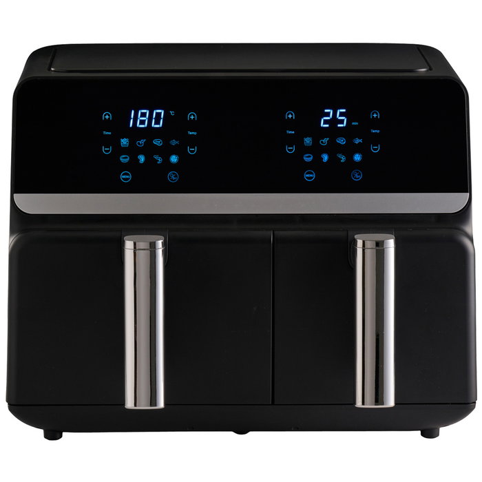 Day Freidora de Aire Doble 2200W, 9.0L (5.5L+3.5L), Doble Cajón con Pantalla Táctil Digital y 8 Programas