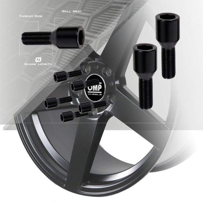 OMP Juego de 4 Tornillos Allen M12X1.25 Cónico Largo 26mm Negro OMP Juego de 4 Tornillos Allen M12X1.25 Cónico Largo 26mm Negro