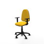 Silla de oficina Aýna con mecanismo Contacto permanente básico tapizada con Similpiel color Amarillo. Equipada con Base poliamida negra, Brazos 1D y Ruedas de nailon 50 mm