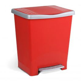 TA-TAY Cubo Pedal Millenium 25L - Papelera de Plástico con Pedal, Cubo de Basura para Baño o Cocina - Color Rojo