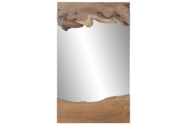 DKD Home Decor Espejo de Teca y Cristal 65x110 cm Hecho a Mano