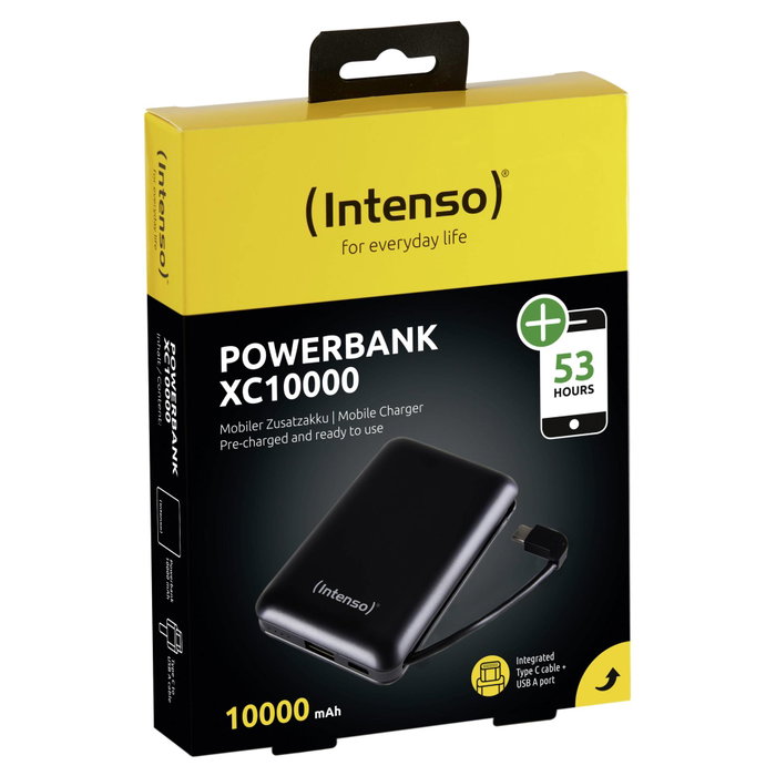 Intenso Powerbank XC10000 Negro con cable USB-A + USB-C