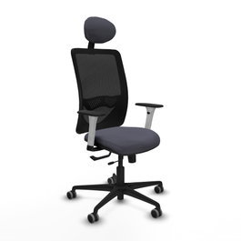 PIQUERAS Y CRESPO Silla de oficina Zulema con mecanismo Sincro/Traslack, Gris oscuro y Negro