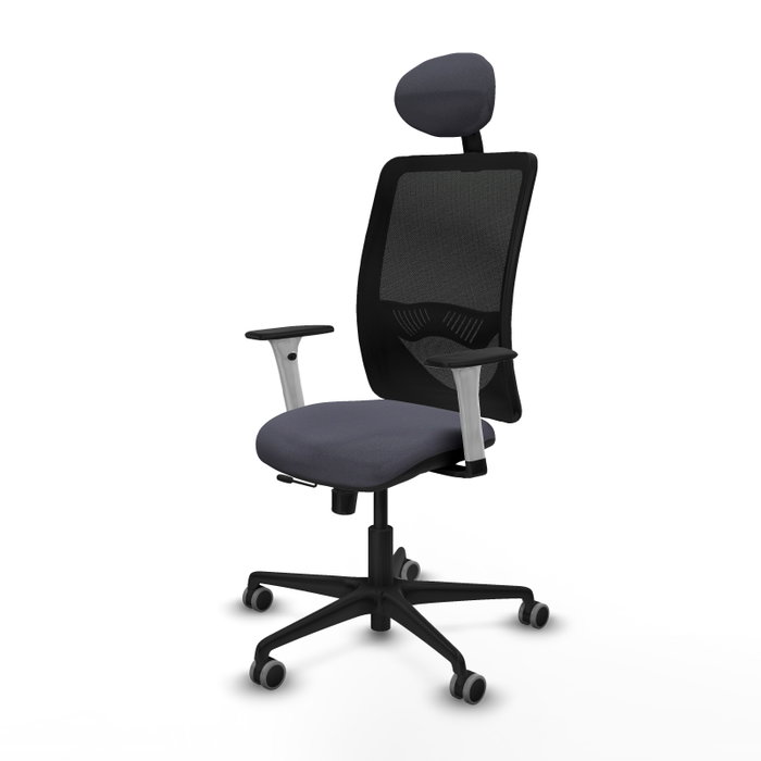 PIQUERAS Y CRESPO Silla de oficina Zulema con mecanismo Sincro/Traslack, Gris oscuro y Negro