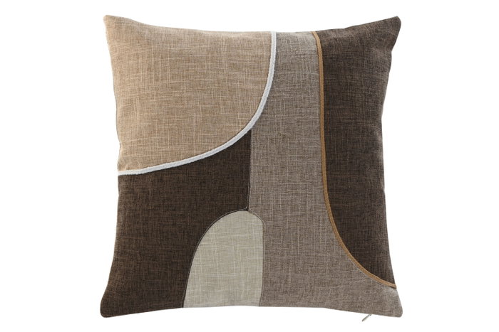 DKD Home Decor Cojín Patchwork Algodón y Poliéster Beige y Marrón DKD Home Decor Cojín Patchwork Algodón y Poliéster Beige y Marrón