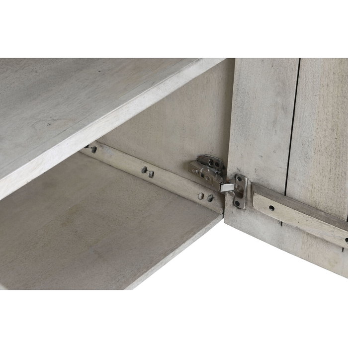 DKD Home Decor Buffet de Mango y Metal Blanco Desgastado 180x39,5x80