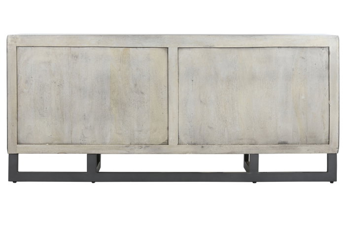DKD Home Decor Buffet de Mango y Metal Blanco Desgastado 180x39,5x80