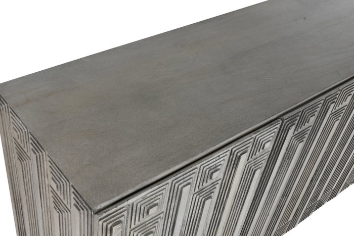 DKD Home Decor Buffet de Mango y Metal Blanco Desgastado 180x39,5x80